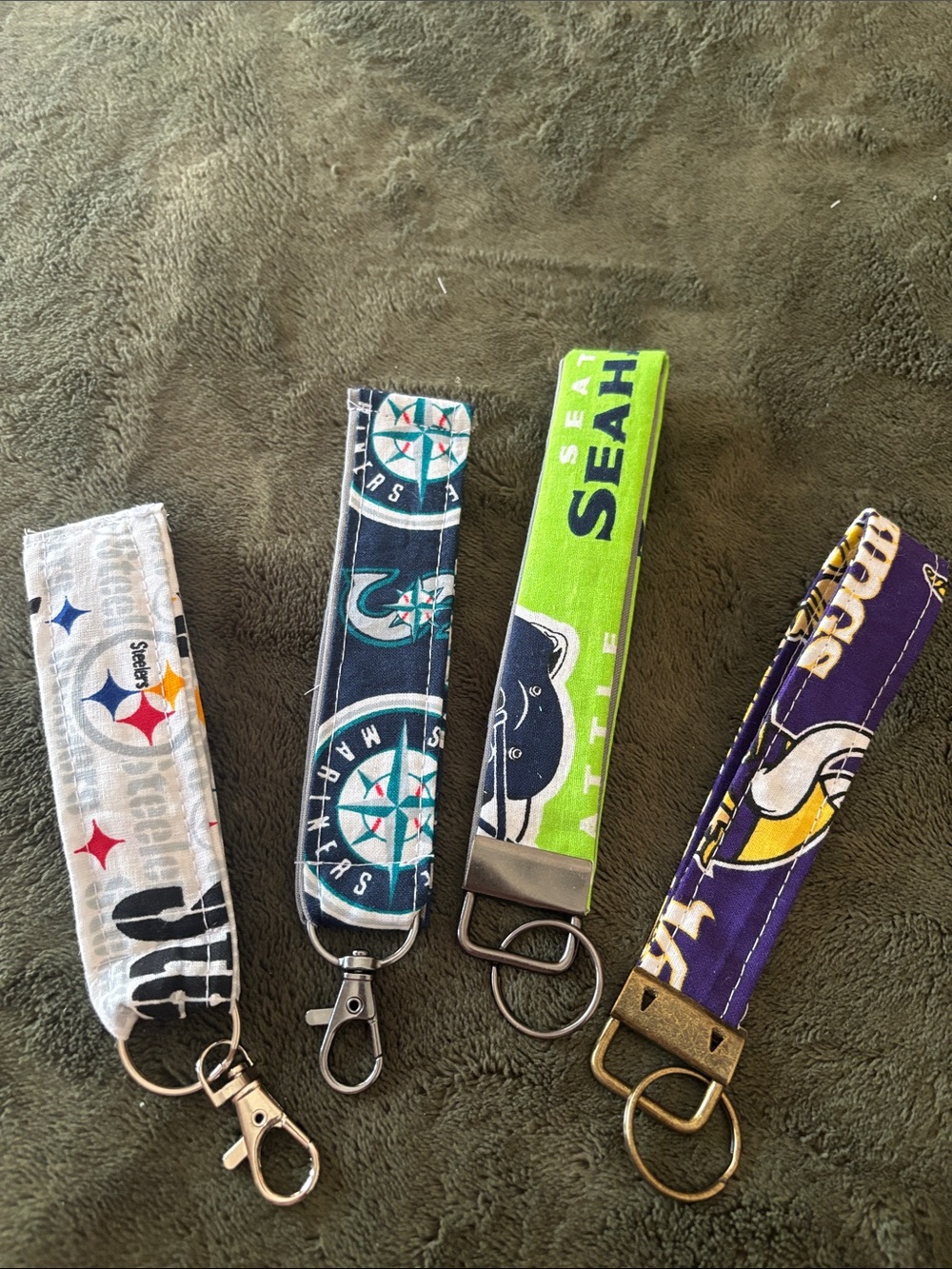 Handmade NFL Team Key Fob Wristlet - Seahawks, Vikings, Steelers, Mariners
